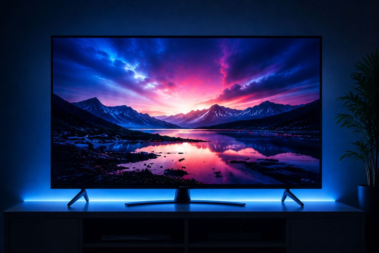 Современный телевизор LED QLED OLED с подсветкой